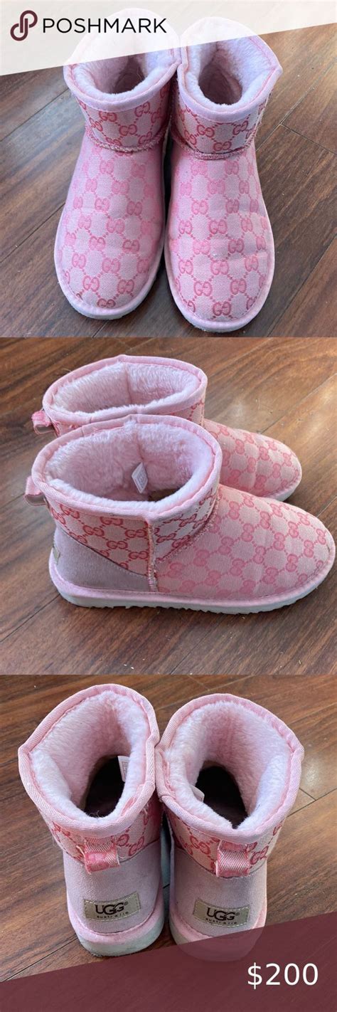 pink gucci print uggs